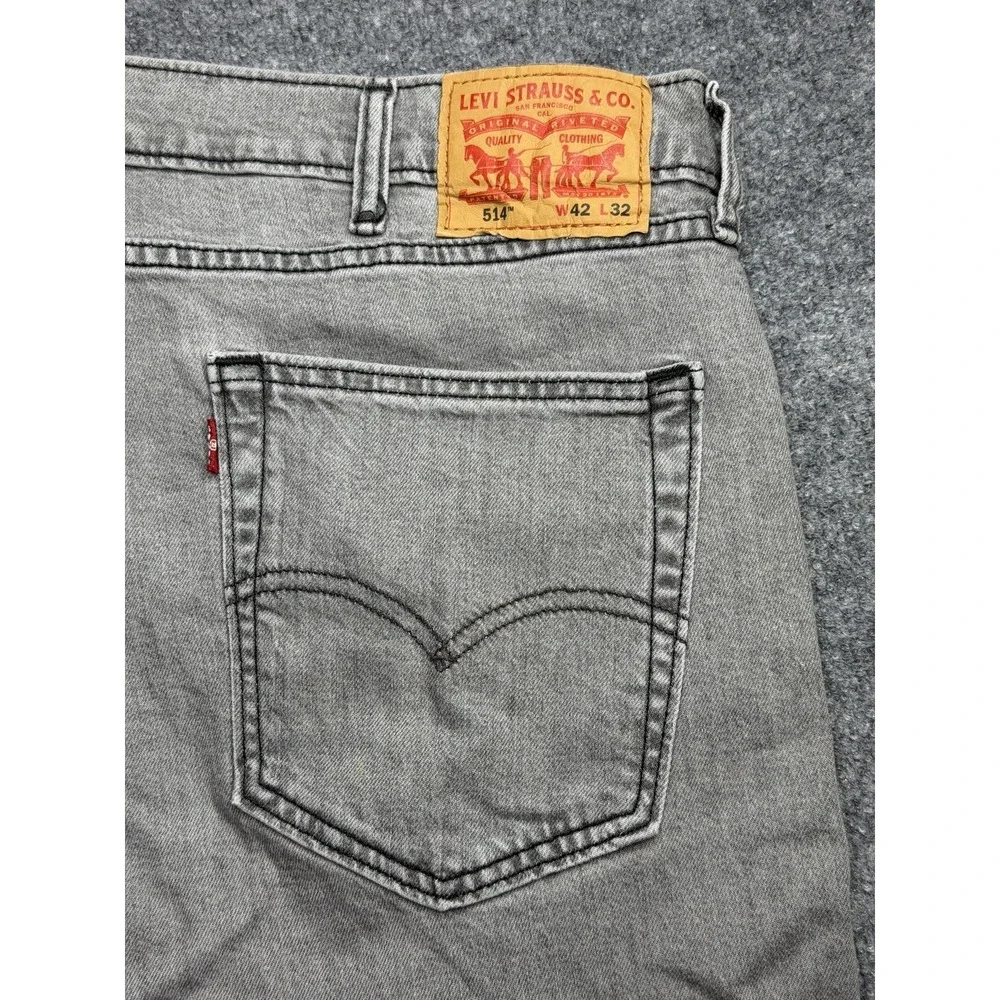 Levi's  514 Jeans Mens 42x32 Gray Straight Fit Denim Gray